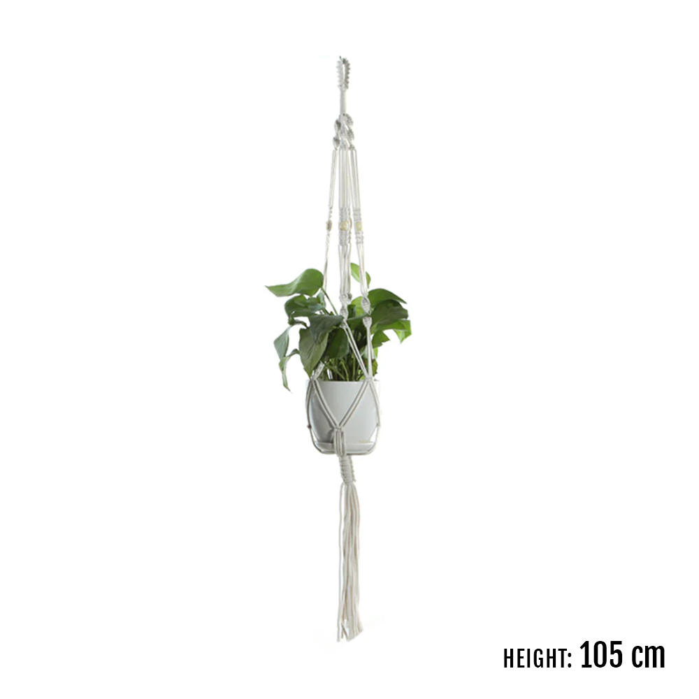 Indoor plant hanger made of rope, suitable for a variety of plant pots.