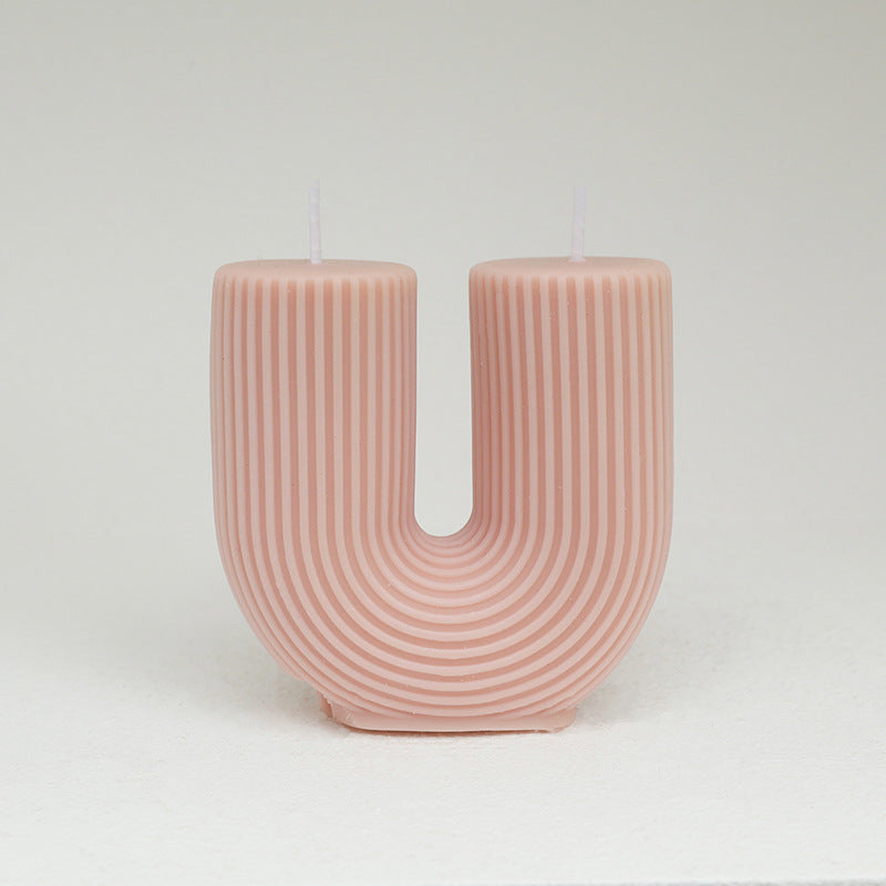 Striped Geometric U-shaped Scented Candle