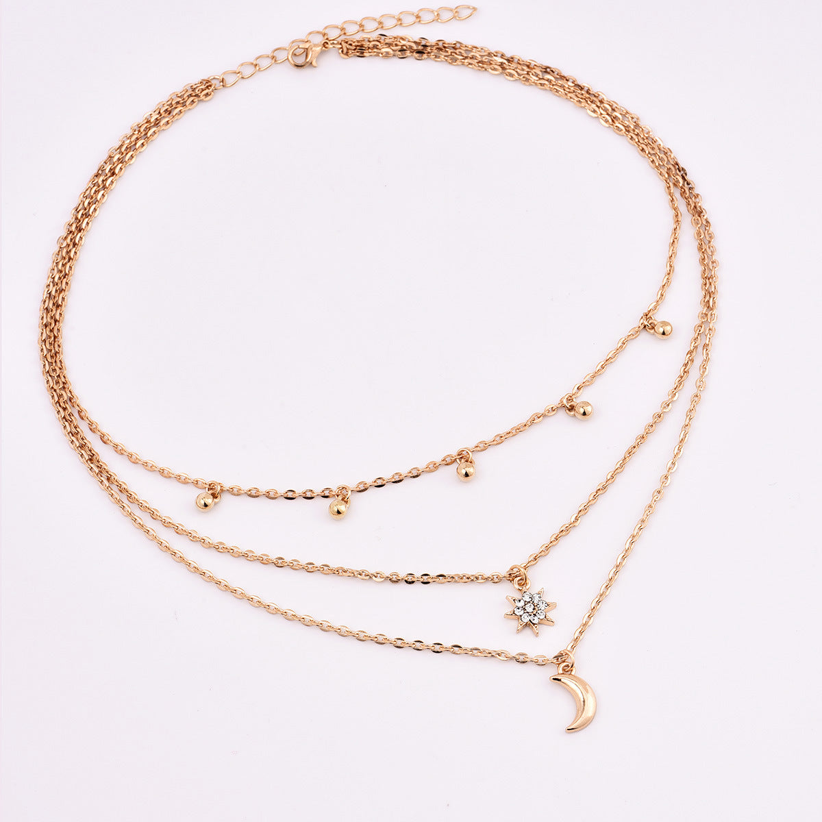 Stars and Moon Multi-Layer Gold Necklace