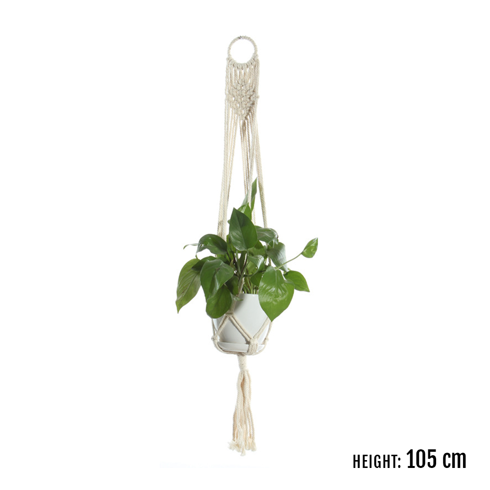 Rope plant hanger for indoor use, a charming addition to any room.