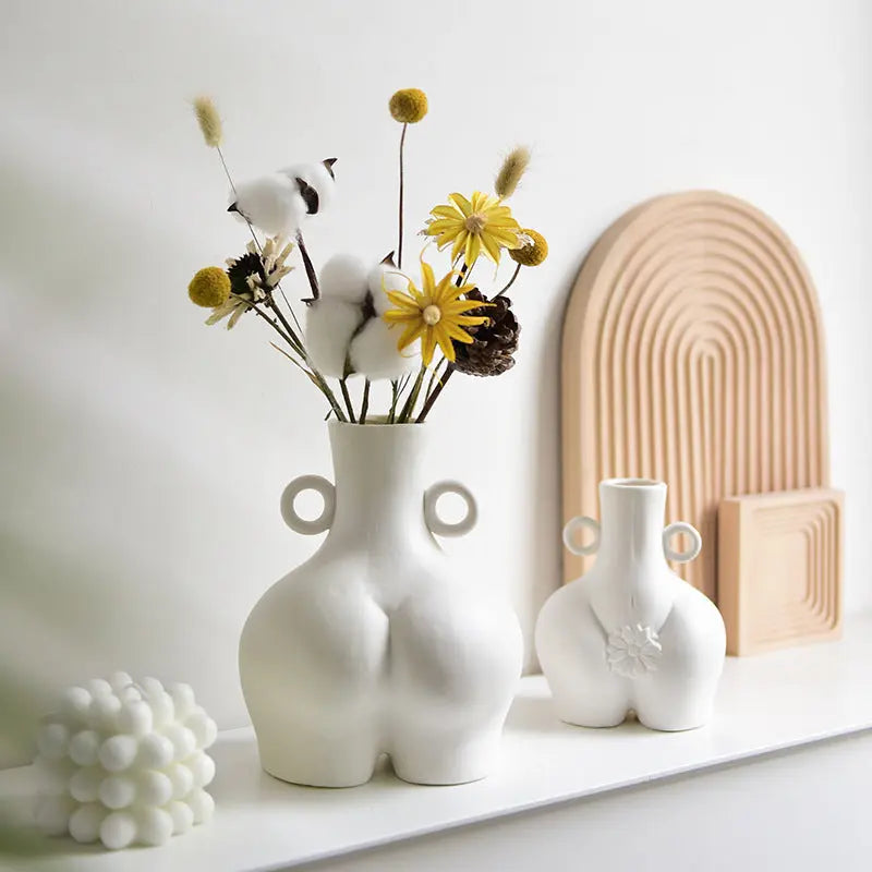 Nordic human body ceramics vases, ideal for home decoration, office, dining table flower arrangement, and dried flower vases.