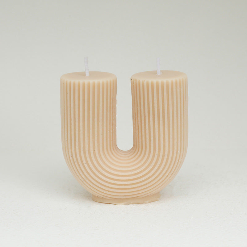 Striped Geometric U-shaped Scented Candle