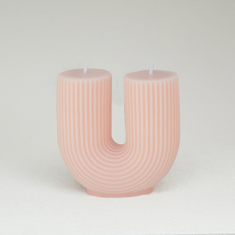 Striped Geometric U-shaped Scented Candle