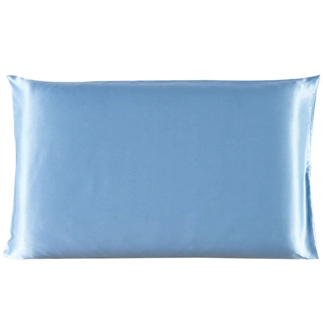 Blue Single pillowcase made from a blend of silk and other materials.