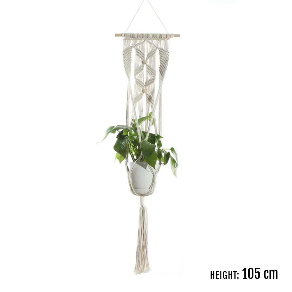 Rope plant hanger for indoor use, adding a touch of nature to your home decor.