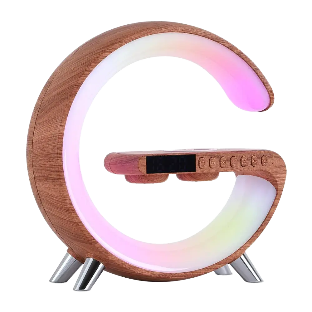 G-shaped Bluetooth speaker lamp, a modern and multifunctional light, charger, and audio device.