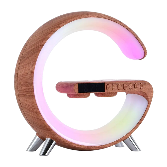 G-shaped Bluetooth speaker lamp, a modern and multifunctional light, charger, and audio device.