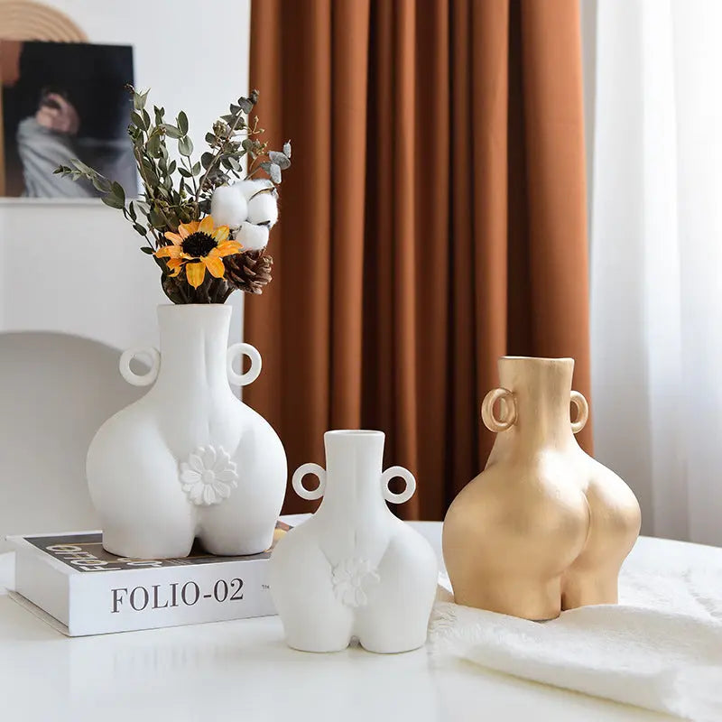 Nordic human body ceramics vases, ideal for home decoration, office, dining table flower arrangement, and dried flower vases.