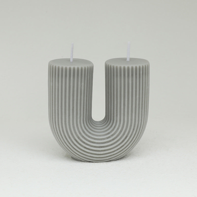 Striped Geometric U-shaped Scented Candle