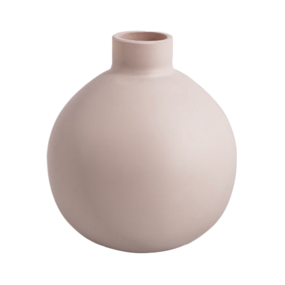 Round ceramic vase, a classic and versatile piece for floral arrangements.