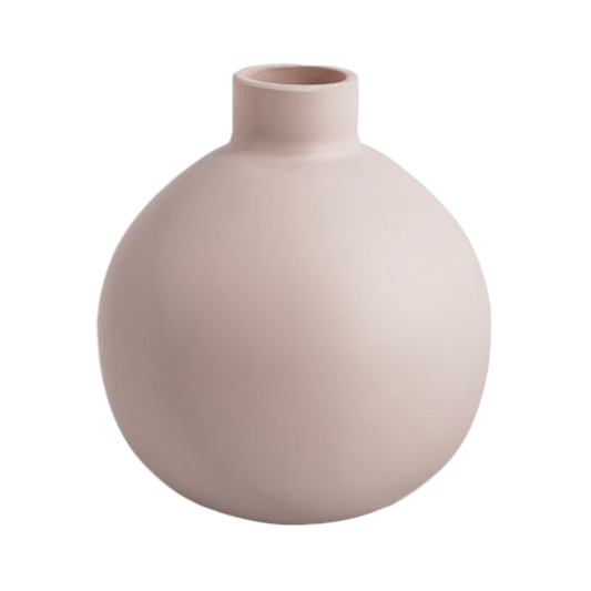 Round ceramic vase, a classic and versatile piece for floral arrangements.